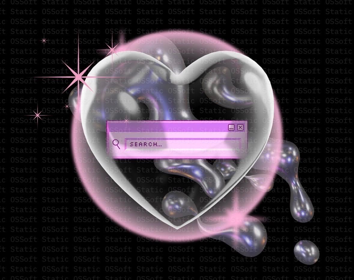 Liquid Heart Search Art Print | Futuristic Digital PNG | Cricut Instant Download | Commercial Use License