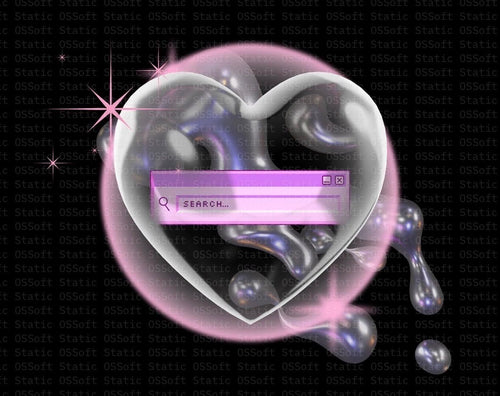 Liquid Heart Search Art Print | Futuristic Digital PNG | Cricut Instant Download | Commercial Use License