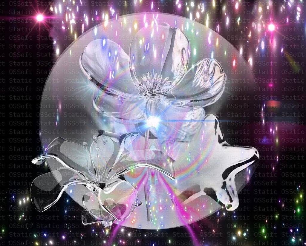 Holographic Glass Flower Wall Art Set | Iridescent Digital Prints | Commercial Use License