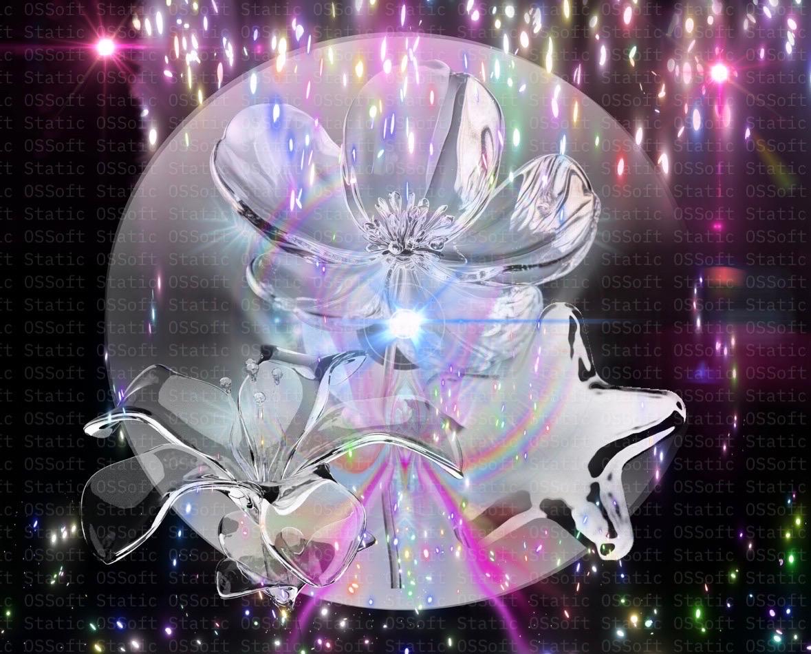 Holographic Glass Flower Wall Art Set | Iridescent Digital Prints | Commercial Use License