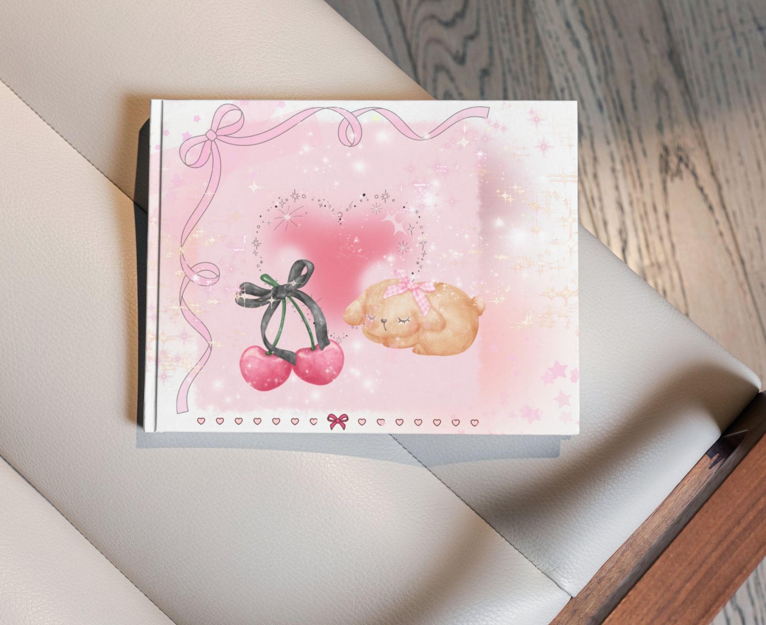 Coquette Puppy Cherry Hearts Y2K PNG Clipart | Instant Download | Commercial Use License