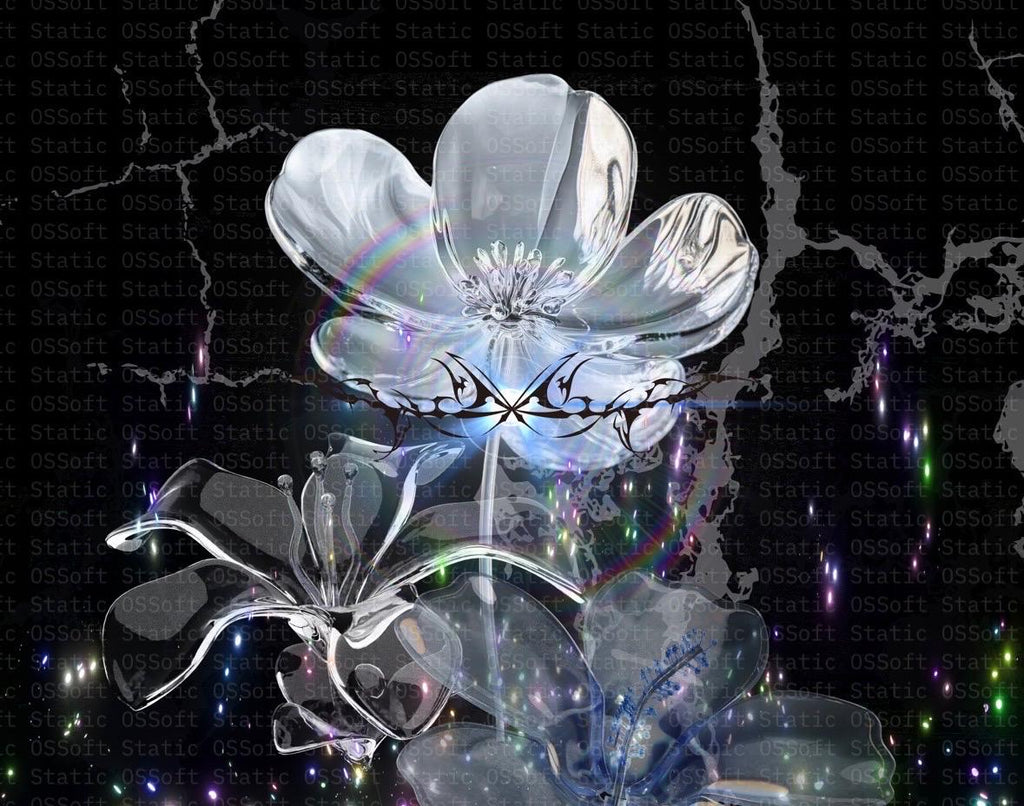 Iridescent Crystal Flower Art ♡ Abstract Digital Wall Print (Instant Glow!) Instant Download