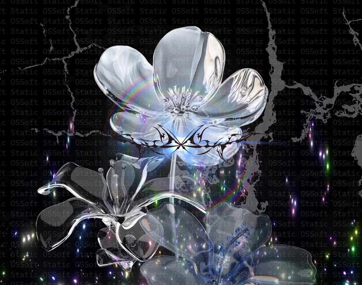 Iridescent Crystal Flower Art ♡ Abstract Digital Wall Print (Instant Glow!) Instant Download