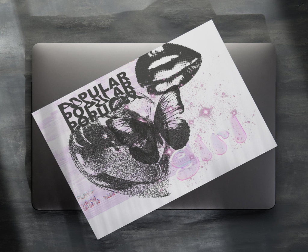 Popular Girl Butterfly Glitch Art ♡ Y2K Digital Print (Instant Vibe!)