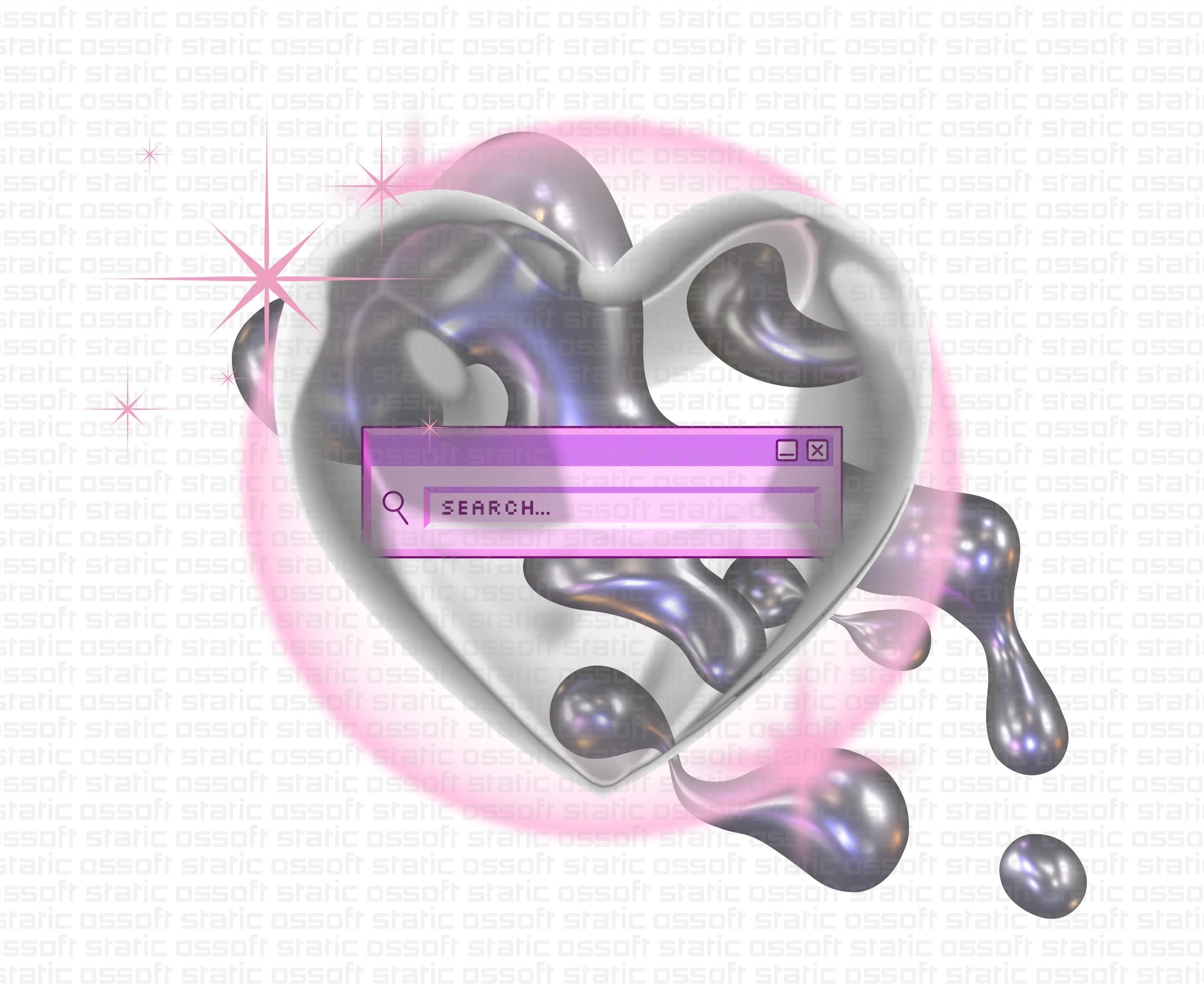 Liquid Heart Search Art Print | Futuristic Digital PNG | Cricut Instant Download | Commercial Use License