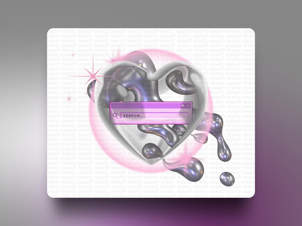 Liquid Heart Search Art Print | Futuristic Digital PNG | Cricut Instant Download | Commercial Use License