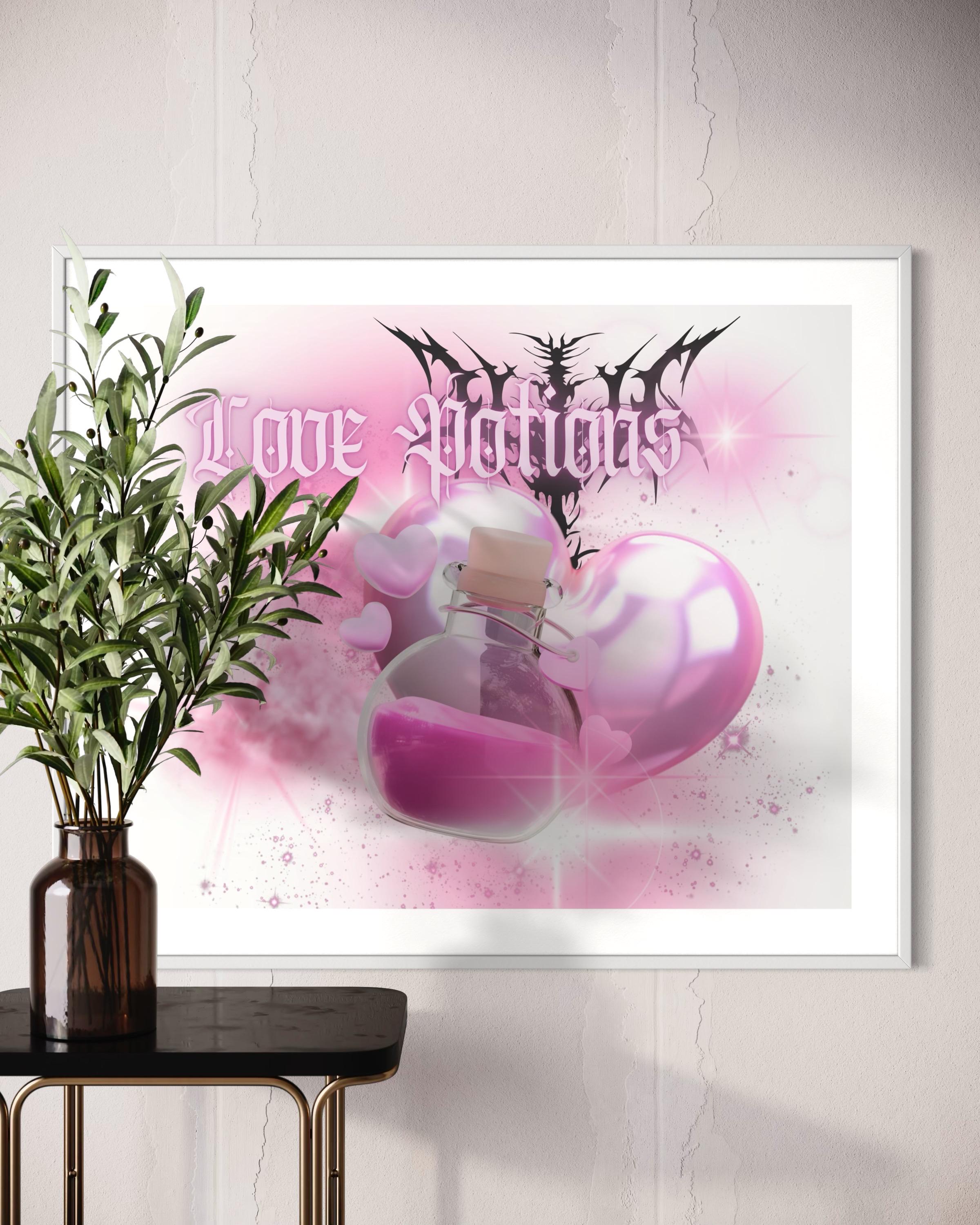 Love Potion Digital Art Print ♡ Magical Pink Instant Download 2025 Commercial Use License