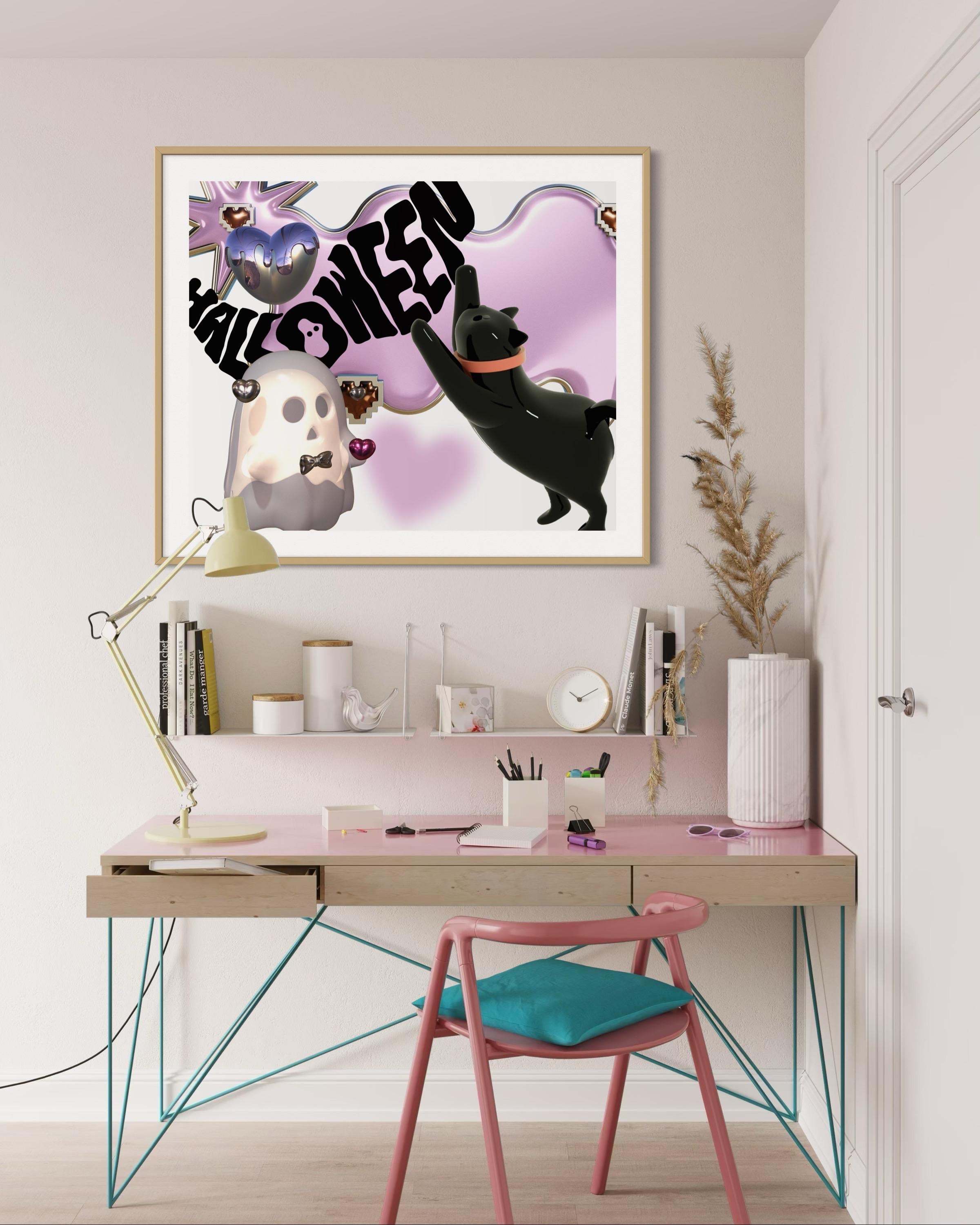 Y2K Kawaii Halloween Ghost Boo Cat PNG Bundle ♡ 3D Download 2025