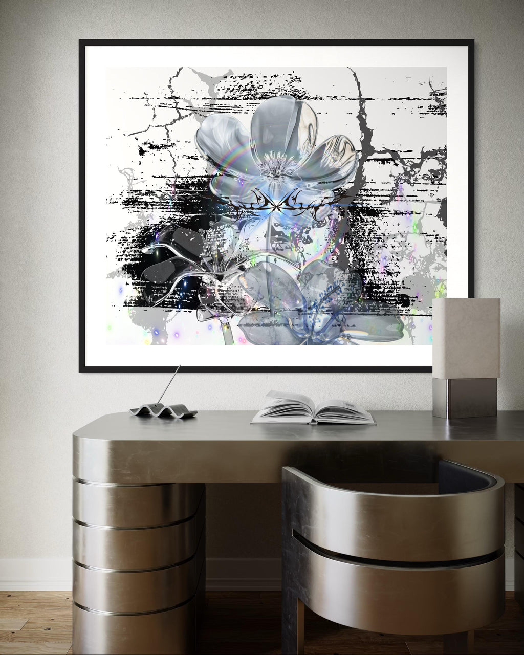 Iridescent Crystal Flower Art ♡ Abstract Digital Wall Print (Instant Glow!) Instant Download
