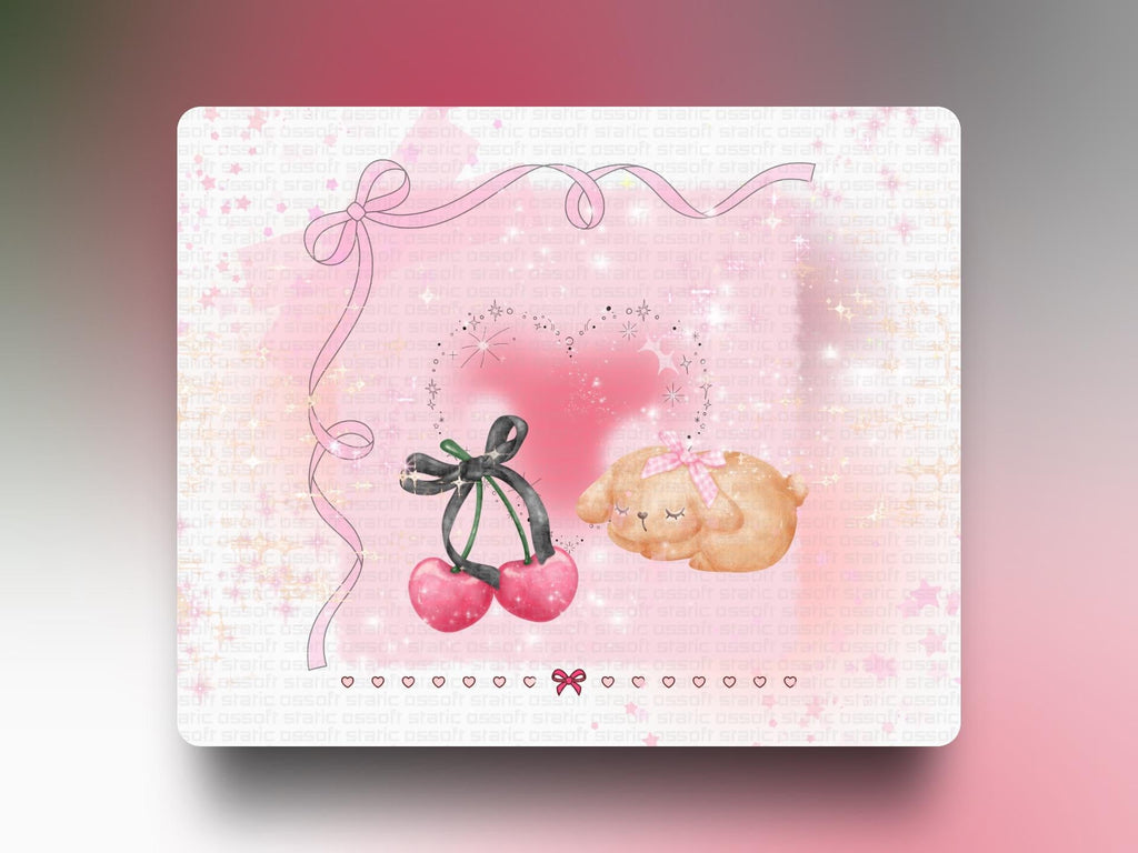 Coquette Puppy Cherry Hearts Y2K PNG Clipart | Instant Download | Commercial Use License