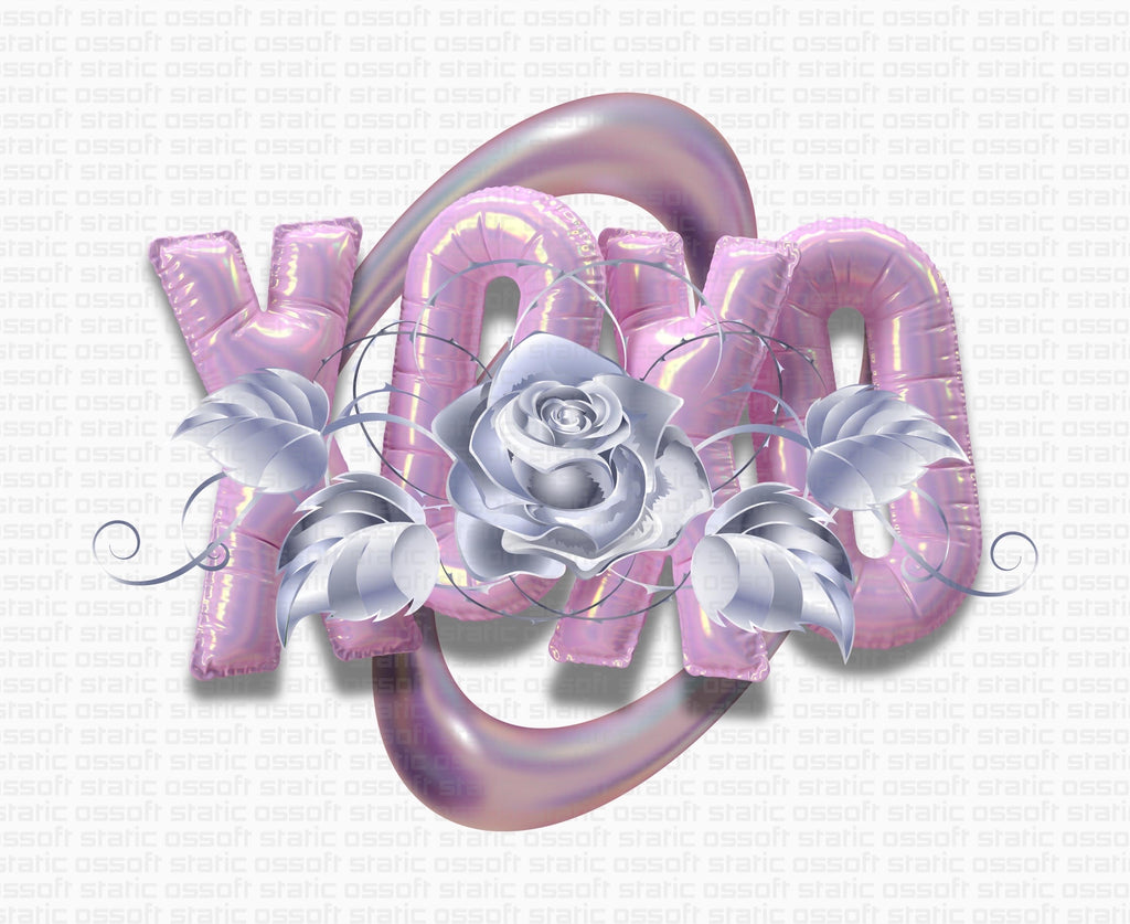Iridescent XOXO Digital Wall Art | Metallic Rose Love Printable | Commercial Use License
