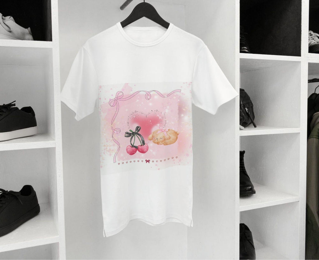 Coquette Puppy Cherry Hearts Y2K PNG Clipart | Instant Download | Commercial Use License