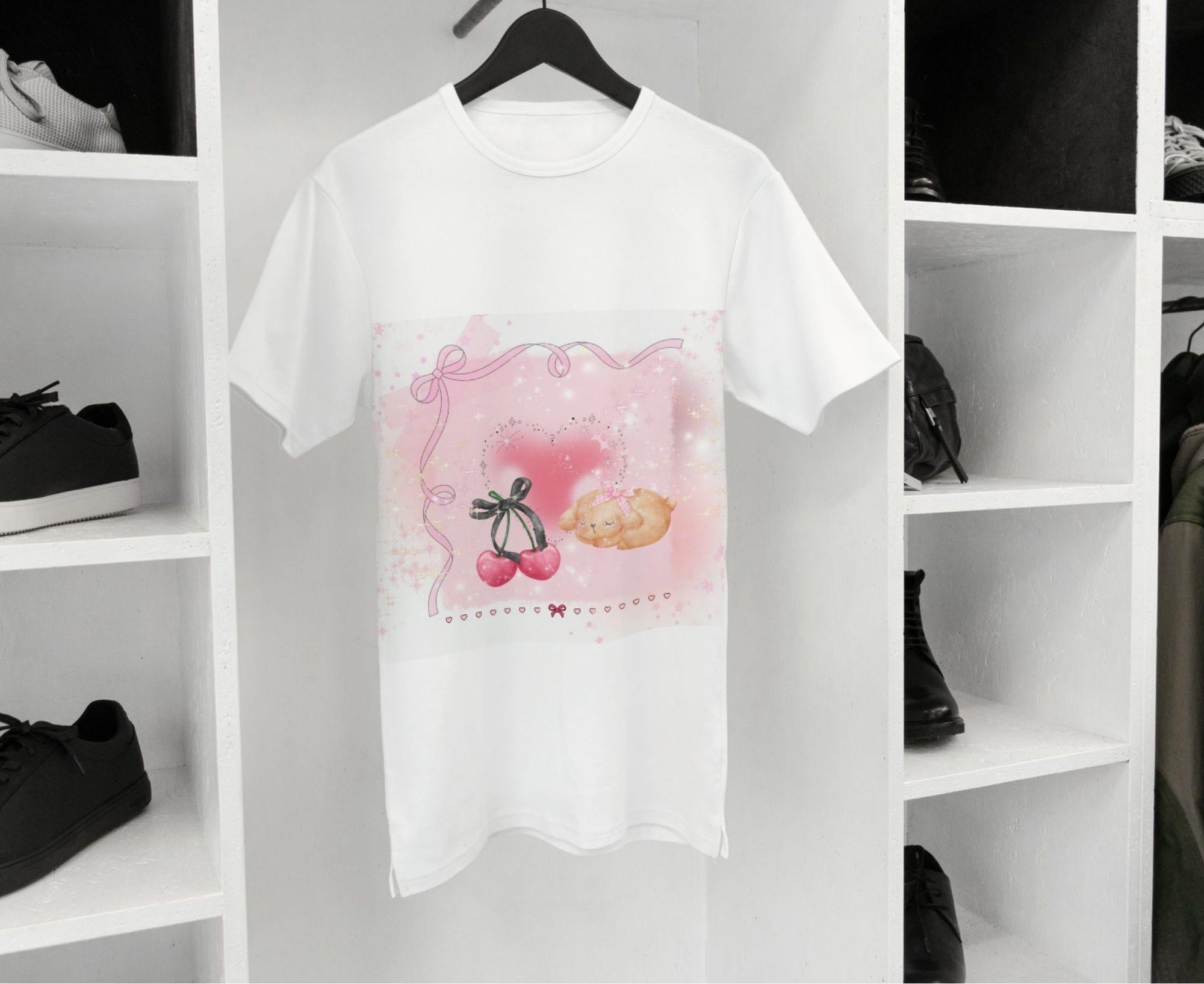 Coquette Puppy Cherry Hearts Y2K PNG Clipart | Instant Download | Commercial Use License