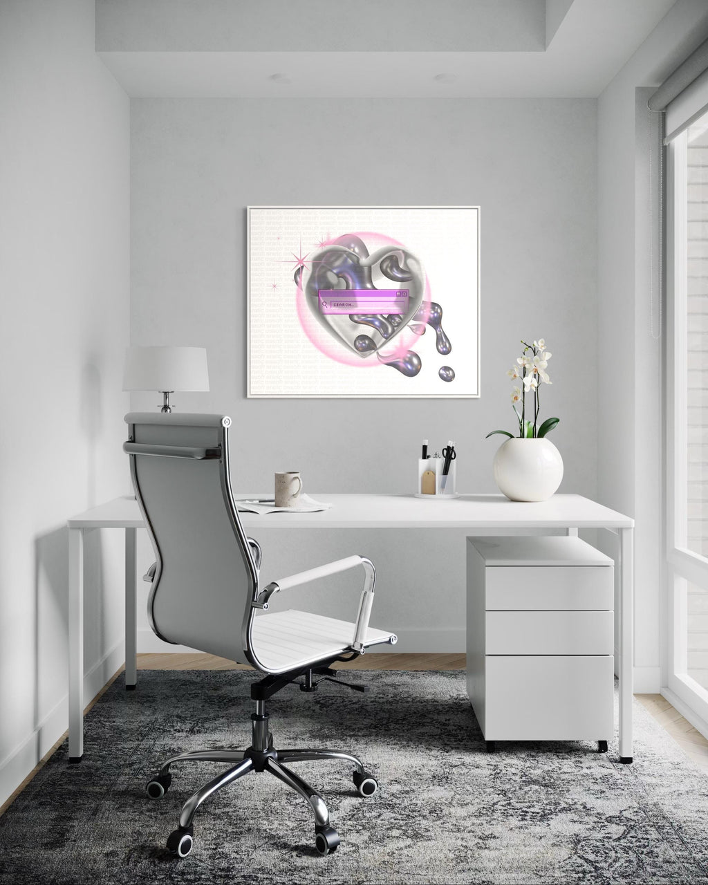 Liquid Heart Search Art Print | Futuristic Digital PNG | Cricut Instant Download | Commercial Use License