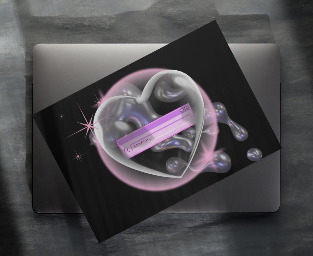 Liquid Heart Search Art Print | Futuristic Digital PNG | Cricut Instant Download | Commercial Use License