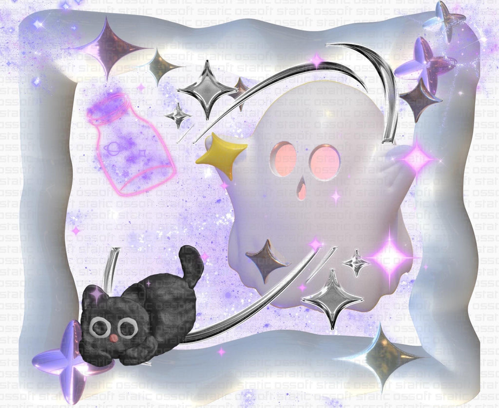 Y2K Halloween Ghost Black Cat Potion PNG Clipart | Cricut Instant Download