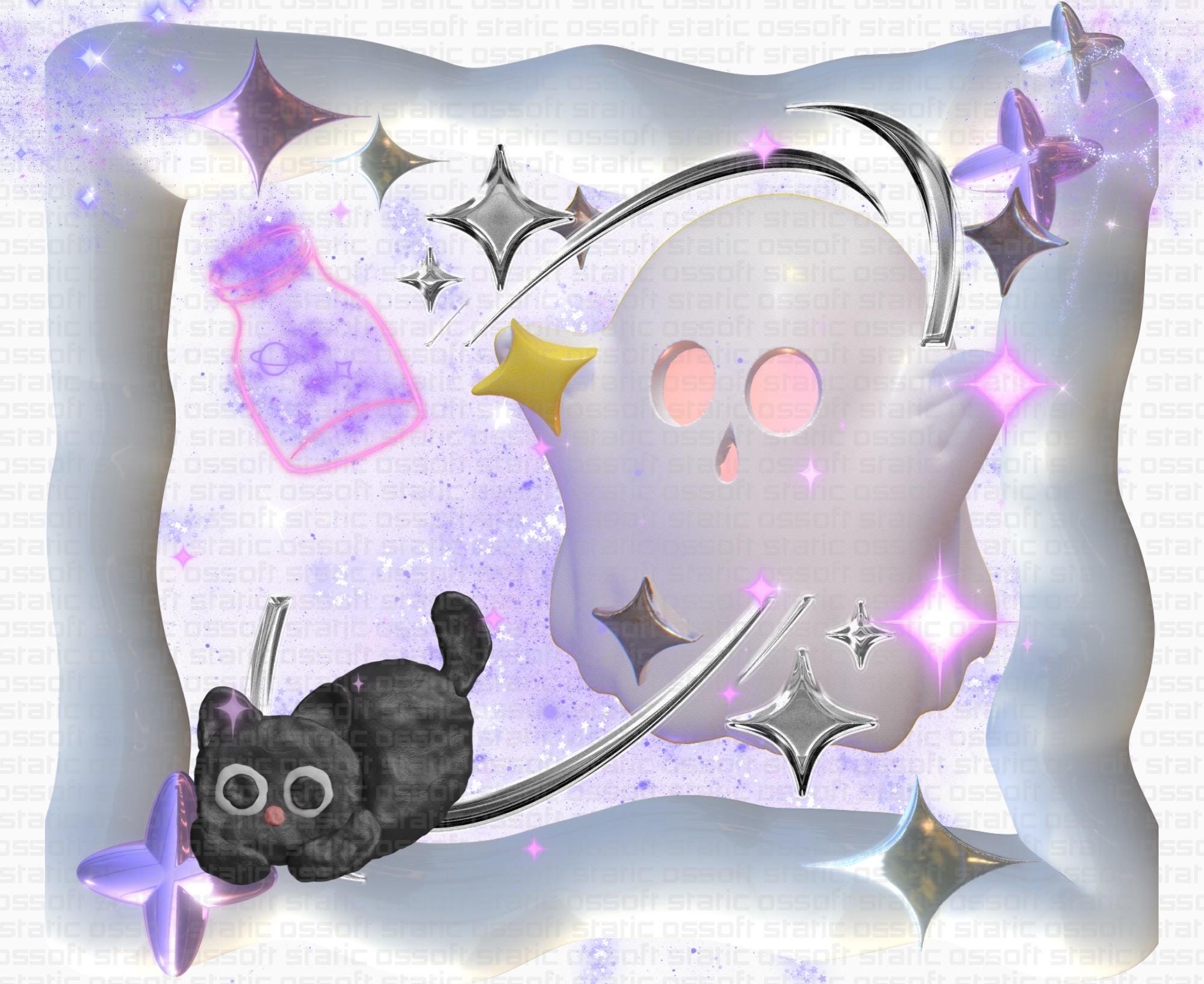 Y2K Halloween Ghost Black Cat Potion PNG Clipart | Cricut Instant Download