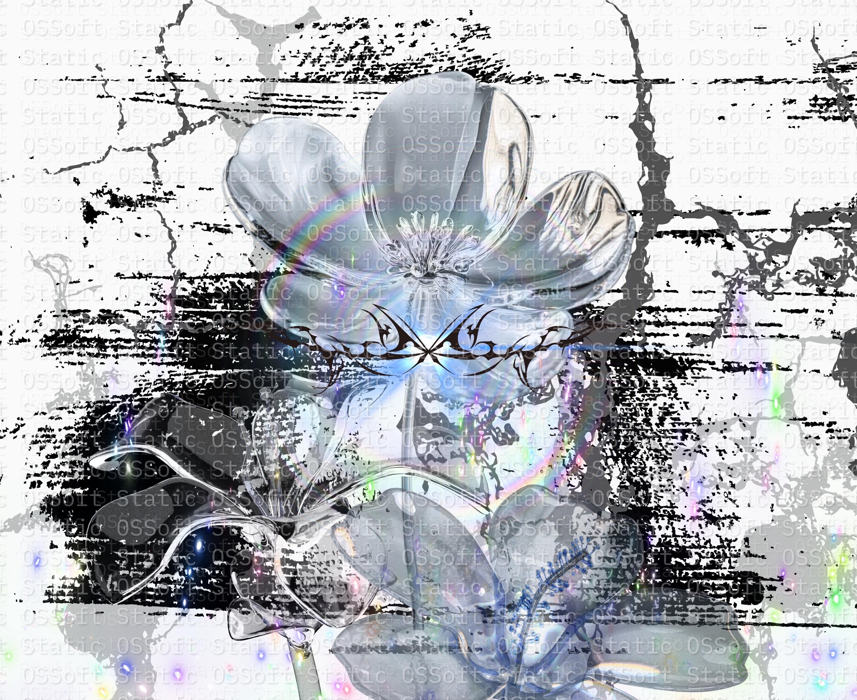 Iridescent Crystal Flower Art ♡ Abstract Digital Wall Print (Instant Glow!) Instant Download