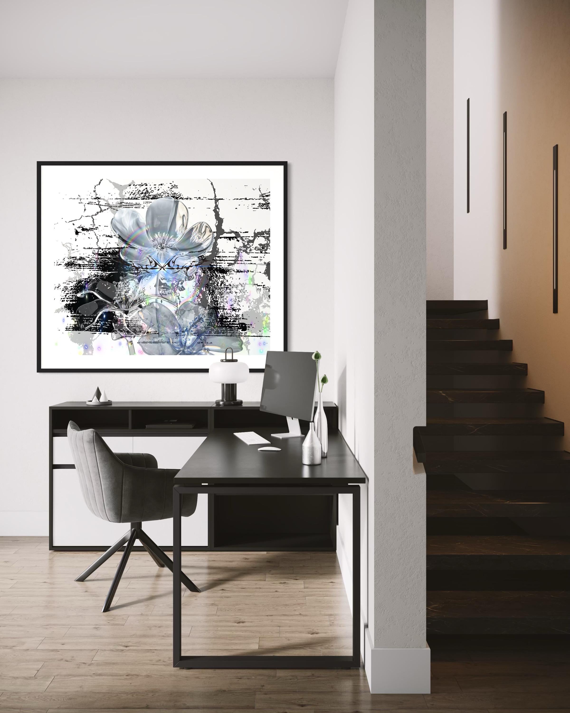 Iridescent Crystal Flower Art ♡ Abstract Digital Wall Print (Instant Glow!) Instant Download