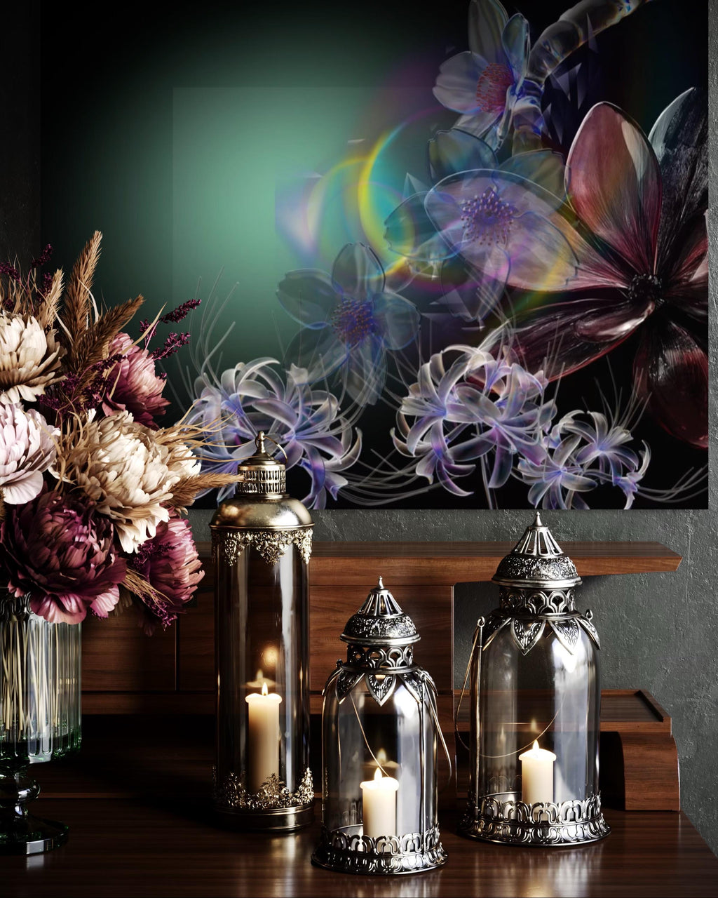 Iridescent Floral Abstract Art ♡ Glass Flower Digital Print (Instant Magic!)