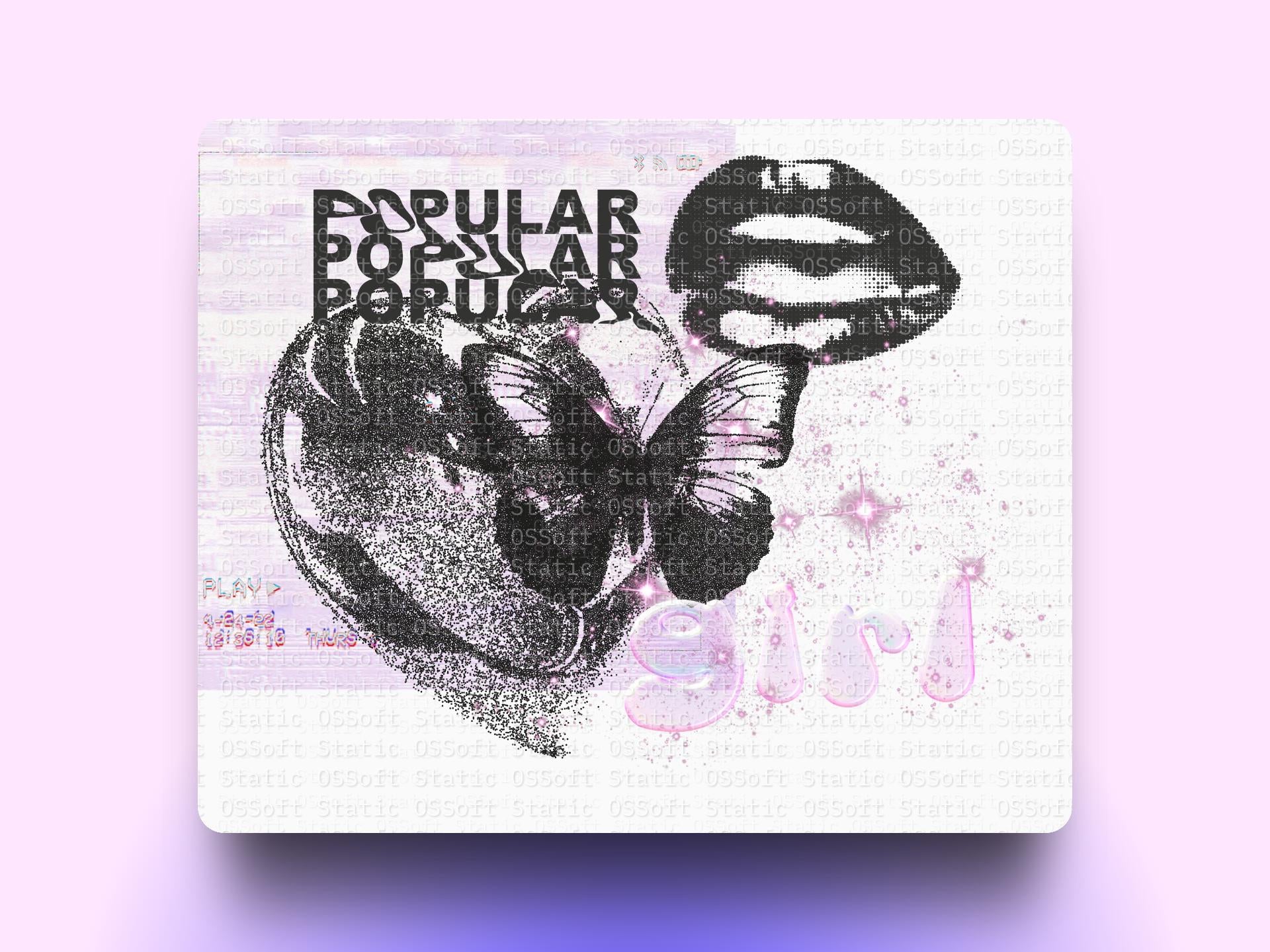 Popular Girl Butterfly Glitch Art ♡ Y2K Digital Print (Instant Vibe!)
