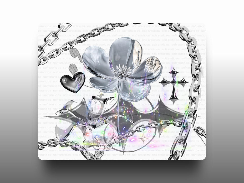 Holographic Glass Flower Wall Art Set | Iridescent Digital Prints | Commercial Use License